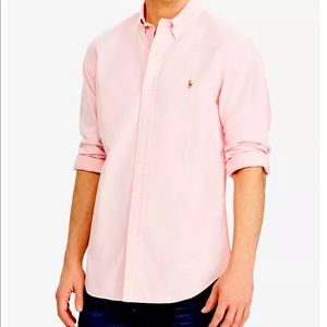 Ralph Lauren Men's Classic Fit Long Sleeve Solid Oxford Shirt- pink